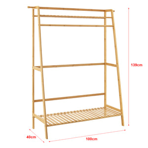 Perchero Föglö 139 x 100 x 40 cm Bambú Natural [en.casa]