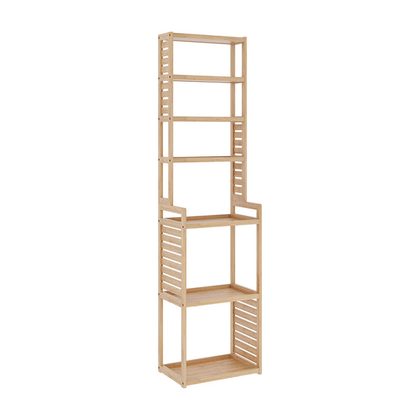 Mueble columna de baño Forssa de 7 niveles bambú 165 x 42 x 28 cm natural [en.casa]