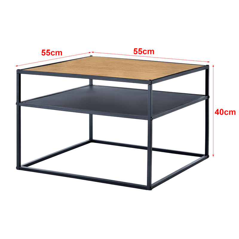Esquema acotado Mesa auxiliar Quinisut 40 x 55 x 55 cm aspecto madera/negro [en.casa]