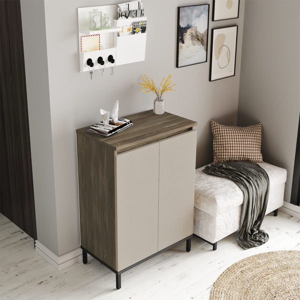 Zapatero Lieksa con 3 estantes 85,5x60x35,5 cm roble gris [en.casa]