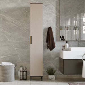 Armario alto Lieto con 6 estantes 183,5 x 29,5 x 29,5 cm roble gris [en.casa]