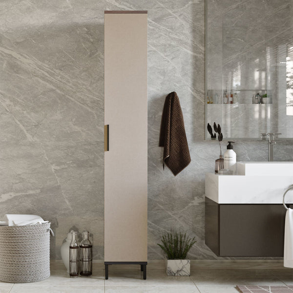 Armario alto Lieto con 6 estantes 183,5 x 29,5 x 29,5 cm roble gris [en.casa]