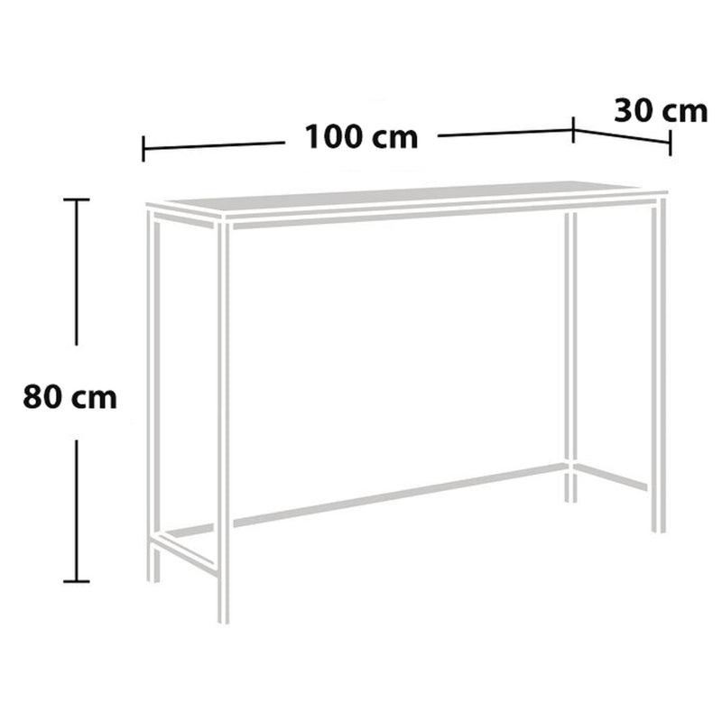 Esquema acotado Mesa consola Kronoby 80 x 100 x 30 cm Negro/Aspecto madera [en.casa] TR