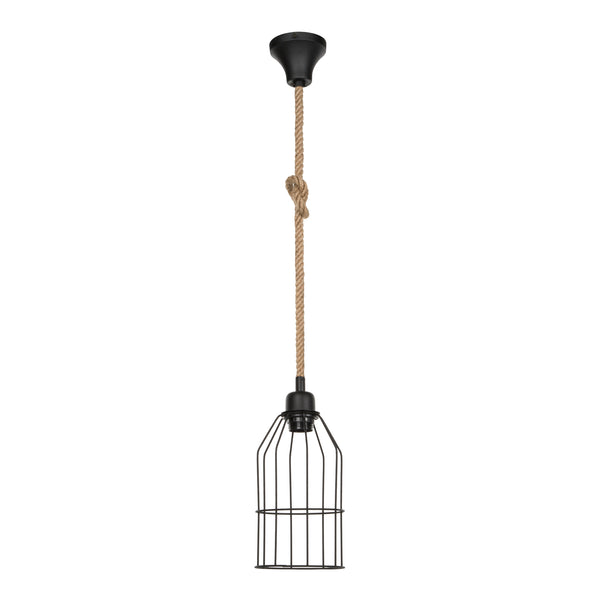 Lámpara colgante Ashford 24x14 cm 1 llama Negro/Color yute [lux.pro]
