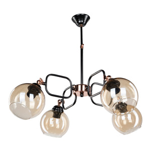 Lámpara colgante Crawley 4xE27 Metal Vidrio Negro / Color cobre [lux.pro]