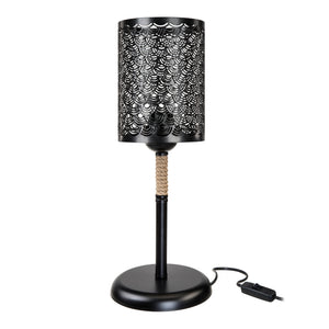 Lámpara de mesa Filton E27 Metal Cuerda de yute Negro / Color yute [lux.pro]
