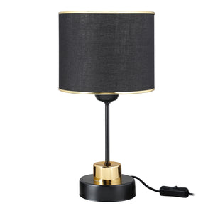 Lámpara de mesa Gravesend E27 Metal Textil Negro / Color latón [lux.pro]
