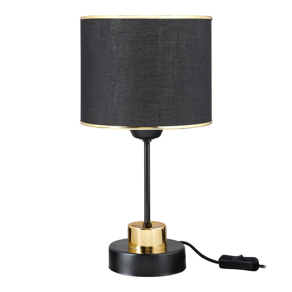 Lámpara de mesa Gravesend E27 Metal Textil Negro / Color latón [lux.pro]
