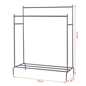 Perchero Bramming con dos barras para ropa 147 x 116 x 54 cm Negro [en.casa]