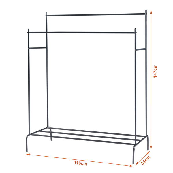 Perchero Bramming con dos barras para ropa 147 x 116 x 54 cm Negro [en.casa]