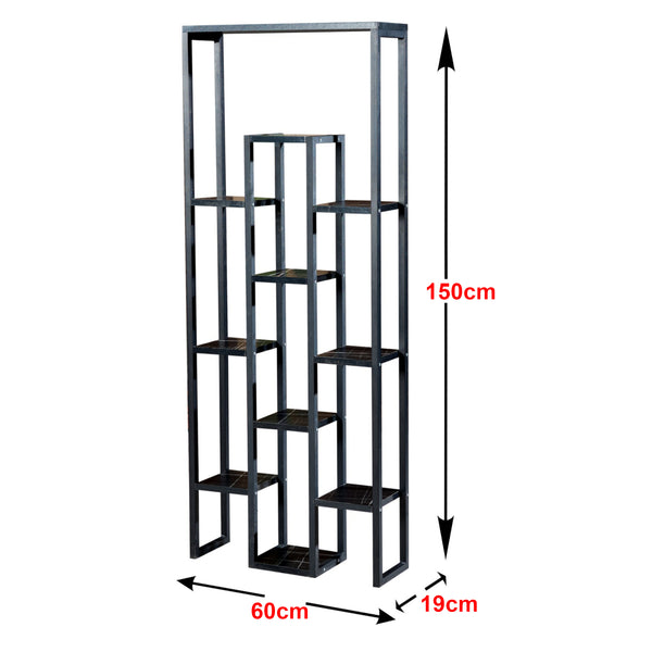 Estantería para plantas Blaavandshuk 150 x 60 x 19 cm Negro / aspecto mármol [en.casa]