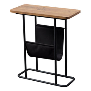 Mesa auxiliar Bov 64 x 55 x 24 cm Negro / aspecto nogal [en.casa]