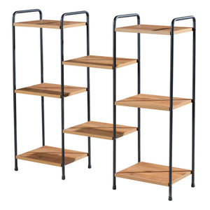 Estantería de pie Birkerød con 8 estantes 100 x 110 x 30 cm Negro / aspecto nogal [en.casa]