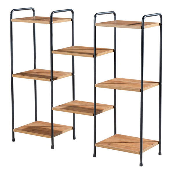 Estantería de pie Birkerød con 8 estantes 100 x 110 x 30 cm Negro / aspecto nogal [en.casa]