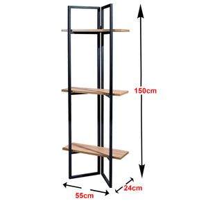 Estantería Bjerringbro 150 x 55 x 24 cm Negro / Aspecto nogal [en.casa]