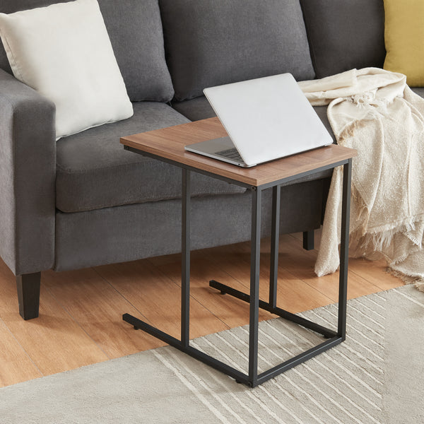 Mesa auxiliar Augustenborg en juego de 3 piezas Negro / aspecto nogal [en.casa]