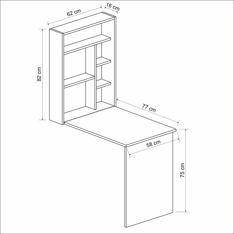 Esquema acotado Mesa plegable Greve Blanco / aspecto nogal [en.casa]