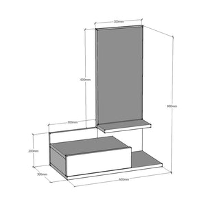 Estante de pared con espejo y cajón Gundsø Blanco [en.casa]