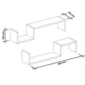 Estantería de pared Gram juego de 2 piezas blanco [en.casa]
