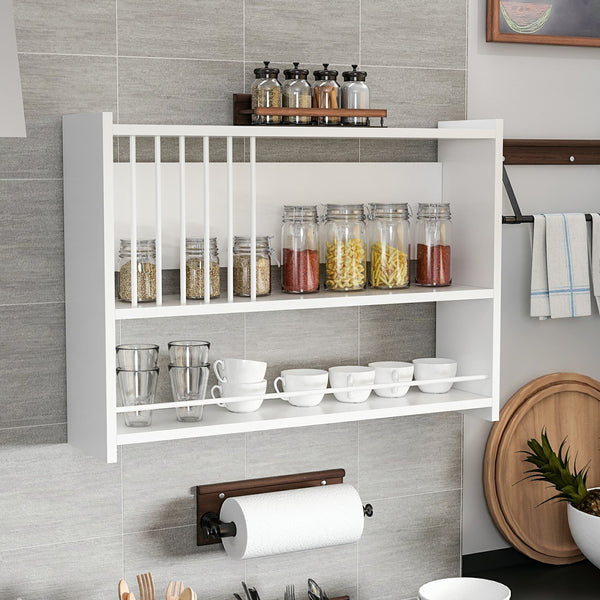 Estantería de pared Helsingør con 3 estantes Blanco [en.casa]