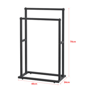 Toallero con 2 barras 78 x 48 x 24 cm Negro [en.casa]