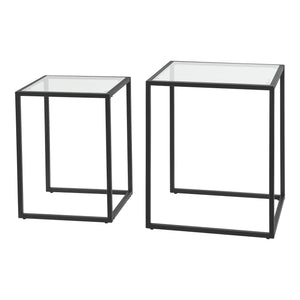 Mesa de comedor Holstebro Negro/Transparente [en.casa]