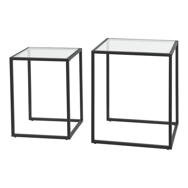 Mesa de comedor Holstebro Negro/Transparente [en.casa]