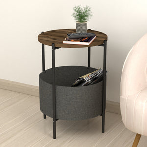 Mesa auxiliar Hofors 60x43cm Antracita / aspecto roble, antiguo [en.casa]