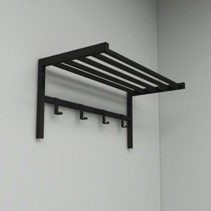 Perchero de pared Tolga con repisa para sombreros Negro [en.casa]