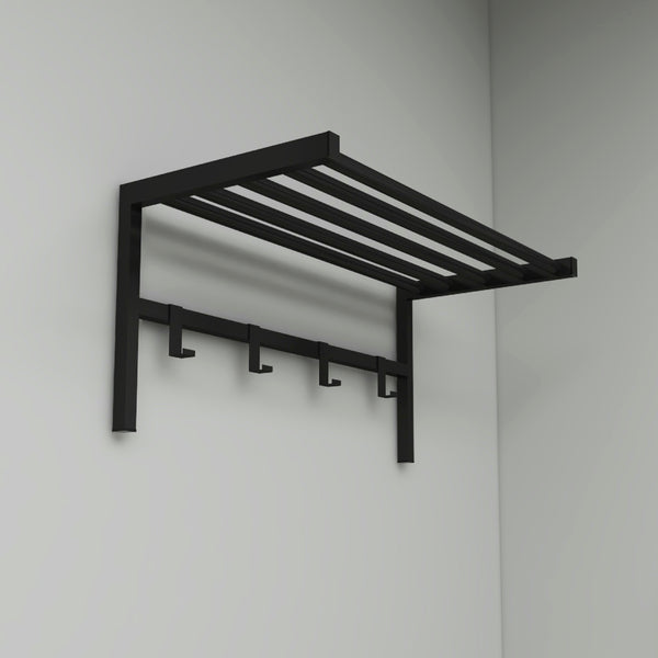 Perchero de pared Tolga con repisa para sombreros Negro [en.casa]