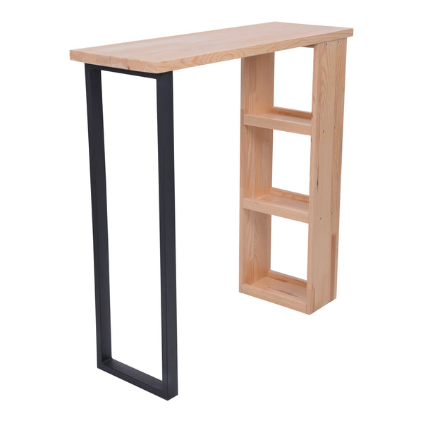 Mesa alta Nørager con estantería de madera de pino [en.casa]