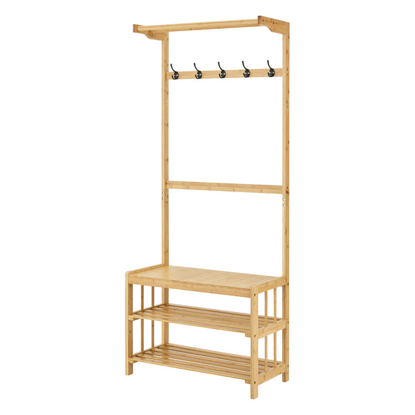 Perchero Tornio 168 x 70 x 35 cm de bambú natural [en.casa]