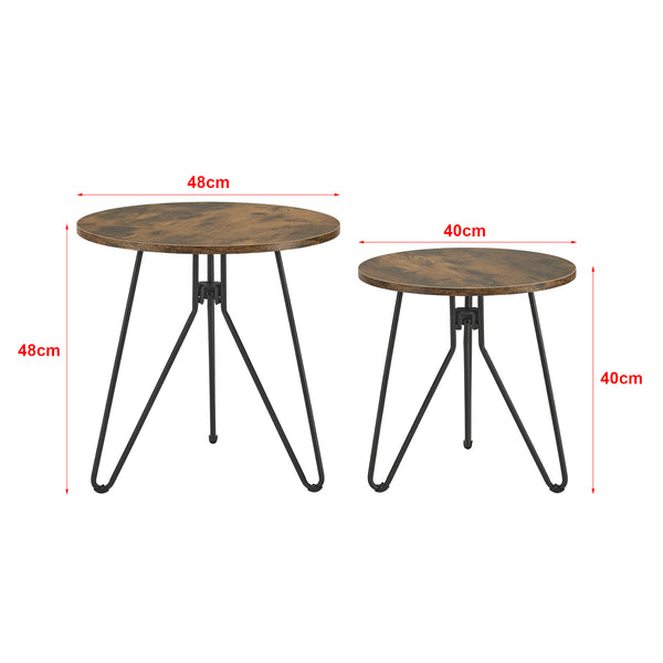 Mesa de centro Väsby en juego de 2 tonos madera oscura/negro [en.casa]