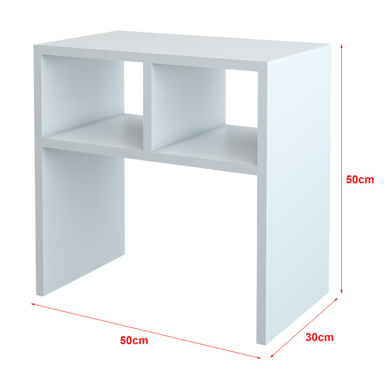 Esquema acotado Mesa auxiliar Ravnsborg con 2 compartimentos aglomerado 50 x 50 x 30 cm blanco [en.casa]