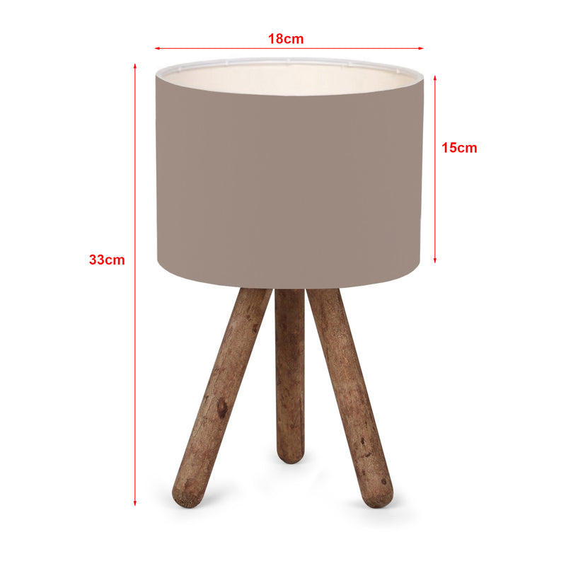 Esquema acotado Lámpara de mesa Preston madera 1xE27 color arena [lux.pro]