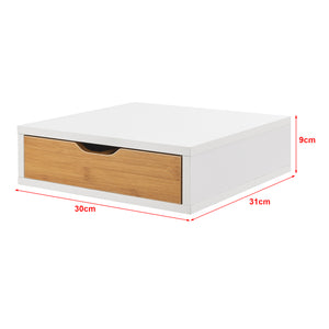 Caja de cajones Vieremä 9x30x31cm Blanco/Aspecto bambú [en.casa]