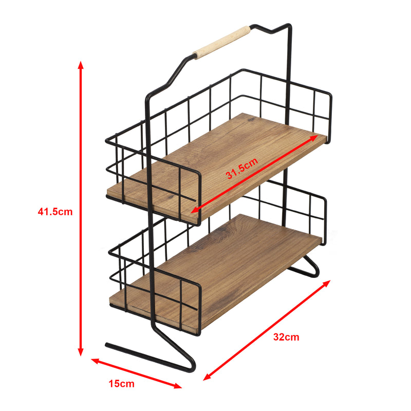 Esquema acotado Estantería de mesa Sallingsund con 2 superficies de almacenamiento [en.casa]
