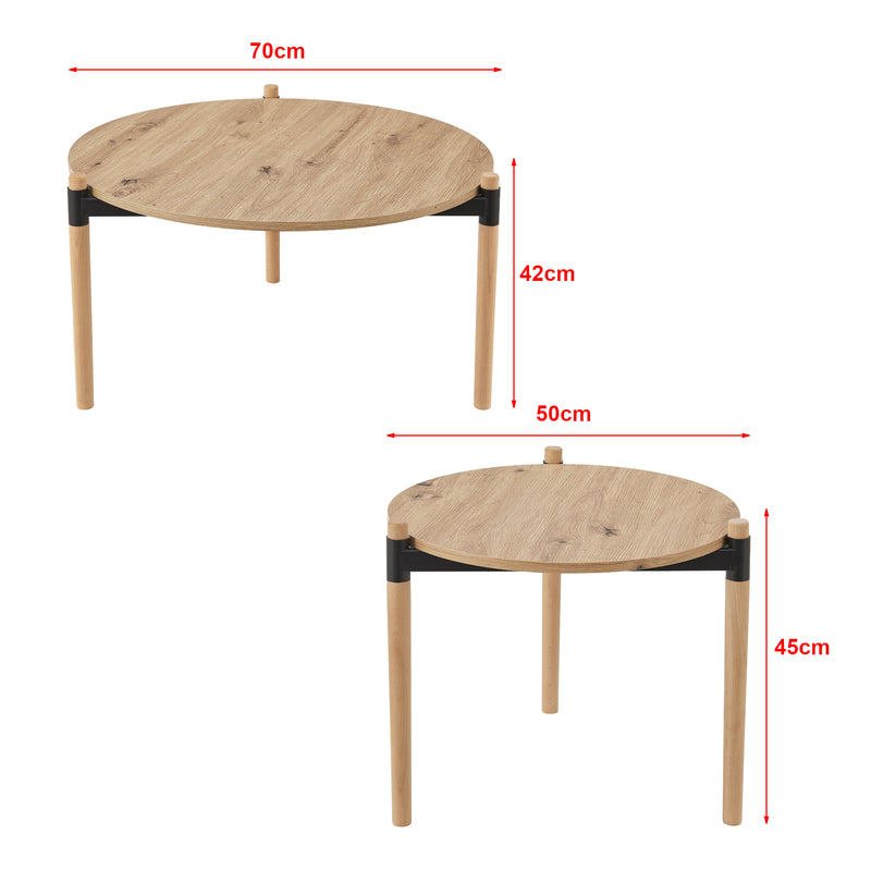 Esquema acotado Mesa de centro Kristinestad en conjunto Natur [en.casa]