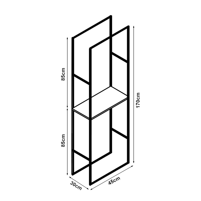 Esquema acotado Estante para leña Ulvila con repisa 45x30x170cm [en.casa]