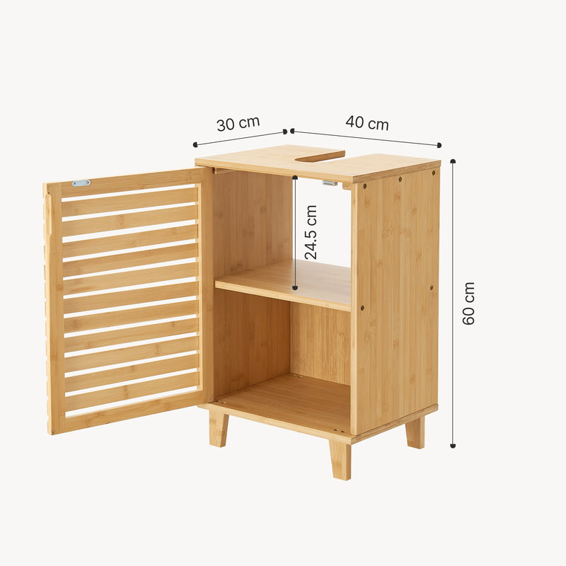 Esquema acotado Mueble para debajo del lavabo Iveland con puerta bambú 60x40x30cm - Natural [en.casa]