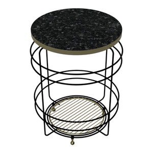 Mesa de cesta Padasjoki aspecto mármol, negro [en.casa]