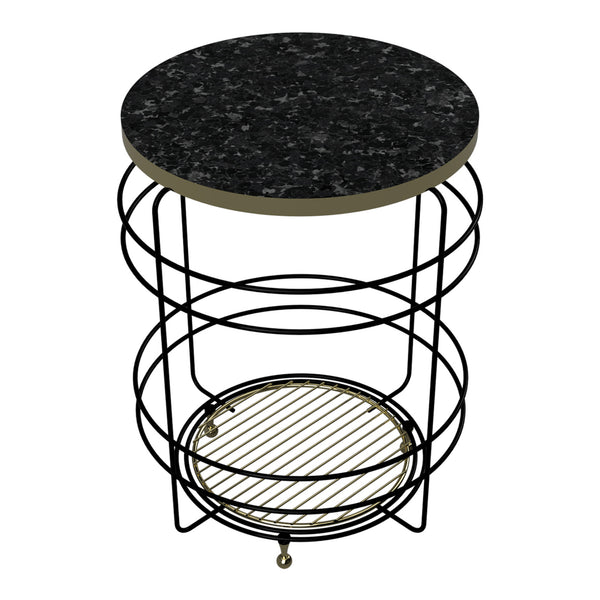 Mesa de cesta Padasjoki aspecto mármol, negro [en.casa]