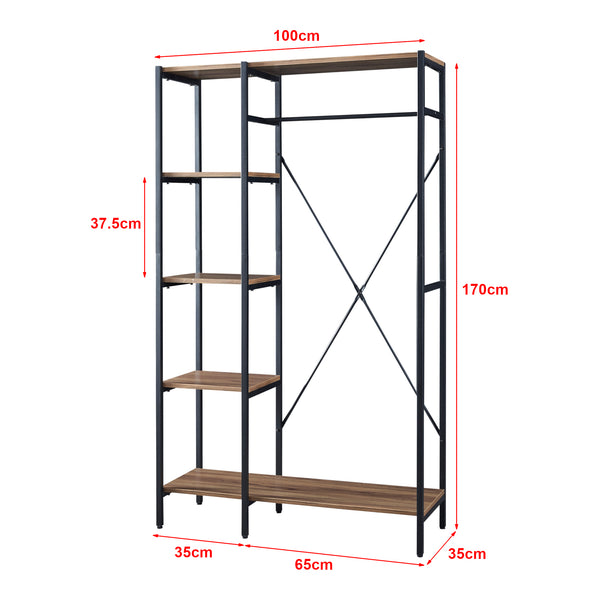 Perchero Hvidovre 170x100x35 cm Negro/Color madera [en.casa]