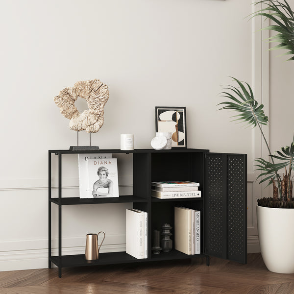 Estantería armario Viitasaari metal negro [en.casa]