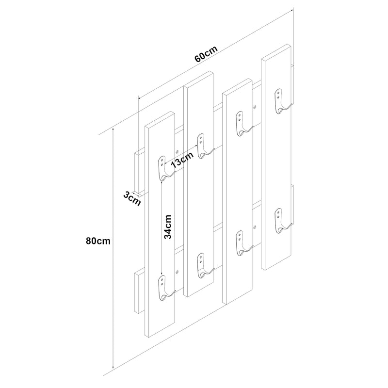 Esquema acotado Perchero de pared Raseborg [en.casa]
