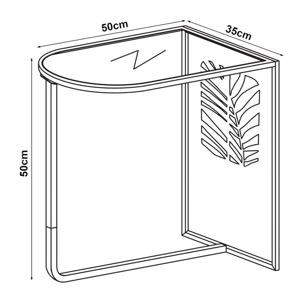 Mesa auxiliar Ulvik 50x50x35cm de metal y vidrio negro [en.casa]