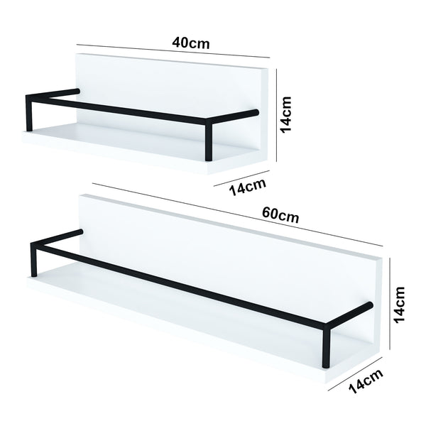 Estantería de pared Grue juego de 2 blanco/negro [en.casa]