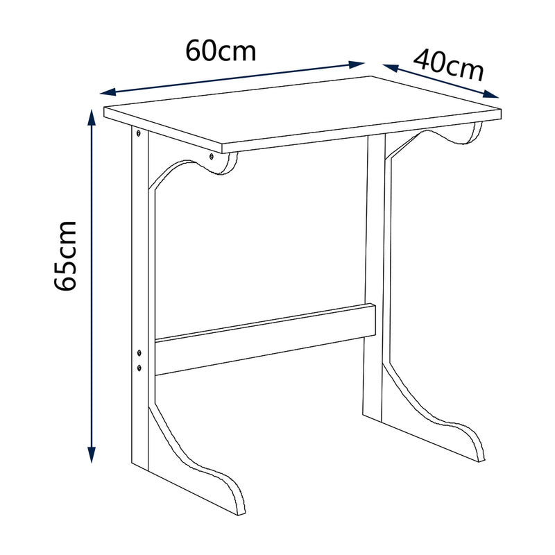 Esquema acotado Mesa para portátil Hægebostad 65x60x40 cm Bambú [en.casa]