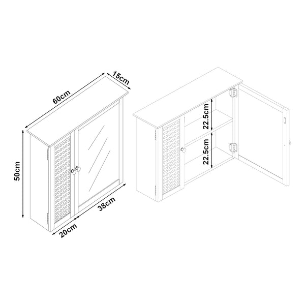 Armario con espejo Karlsøy 50x60x15cm Blanco [en.casa]