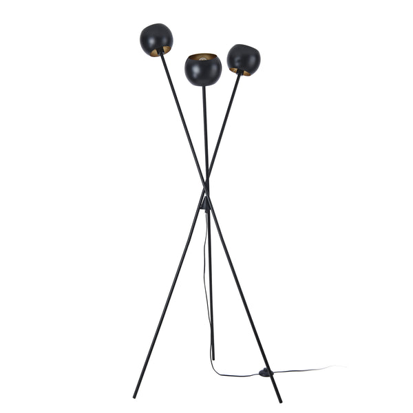Lámpara de pie Nykvarn de 3 luces Negro / Dorado [lux.pro]